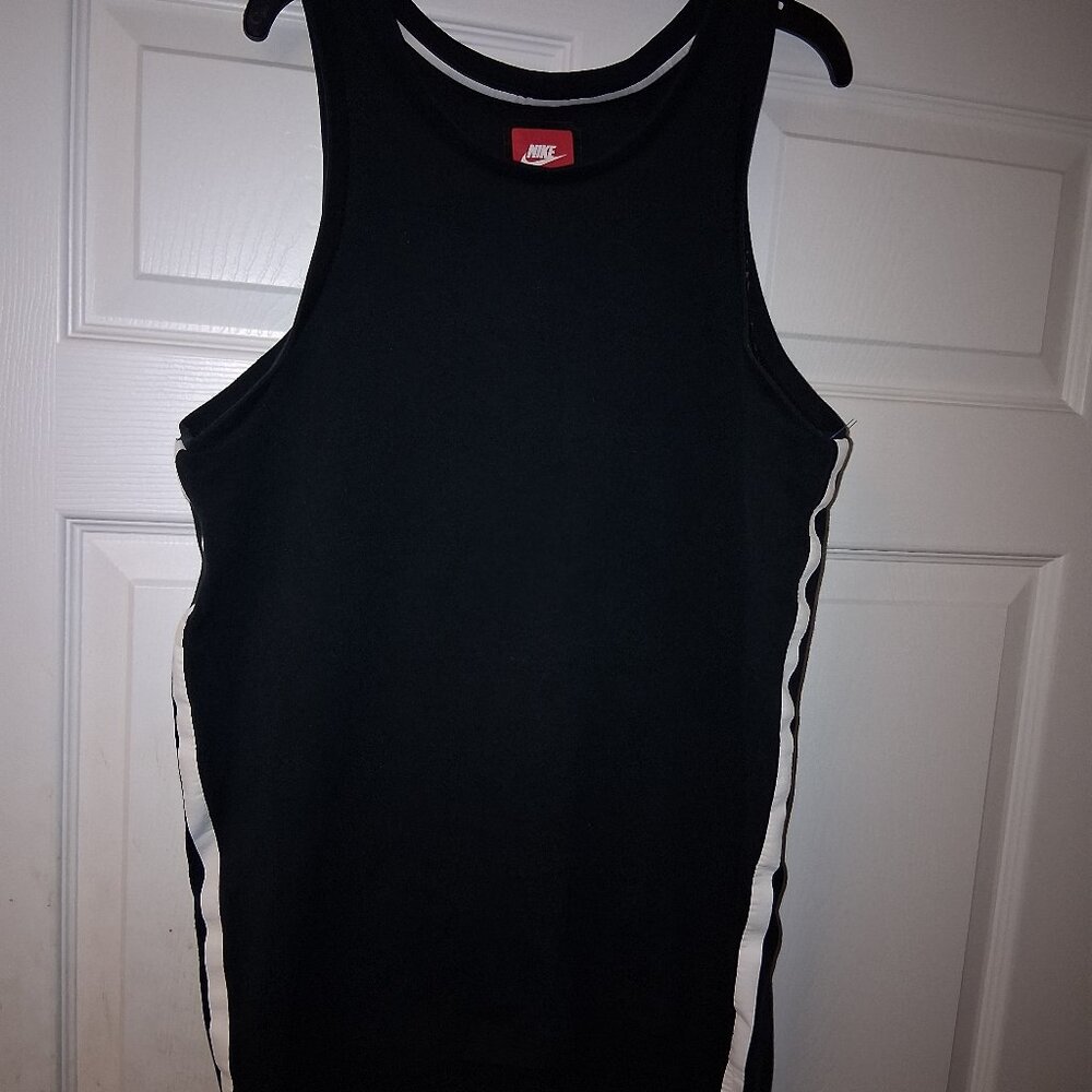 Women's Nike Black Tank top Dress Medium Black white stripes heavyweight
